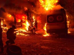 three ambulances burned woman dead 25 minutes russian drone attacks kramatorsk · post firefighters put out burning after fpv strike 5 2026 5343659307821636762 ukraine news ukrainian reports