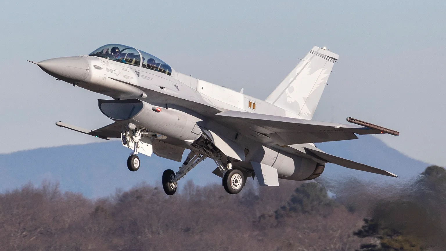 First flight of an F-16 Block 70 from Lockheed Martin's Greenville factory in 2023.