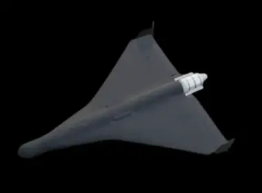 A 3D rendering of Russia's jet-powered Geran-4 strike drone.