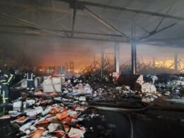 Consequences of the strikes on the Ranok publishing house warehouse on 1 August 2026. Photo: RNK-Ranok Corporation press service