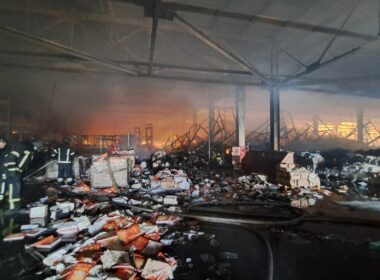 Consequences of the strikes on the Ranok publishing house warehouse on 1 August 2026. Photo: RNK-Ranok Corporation press service